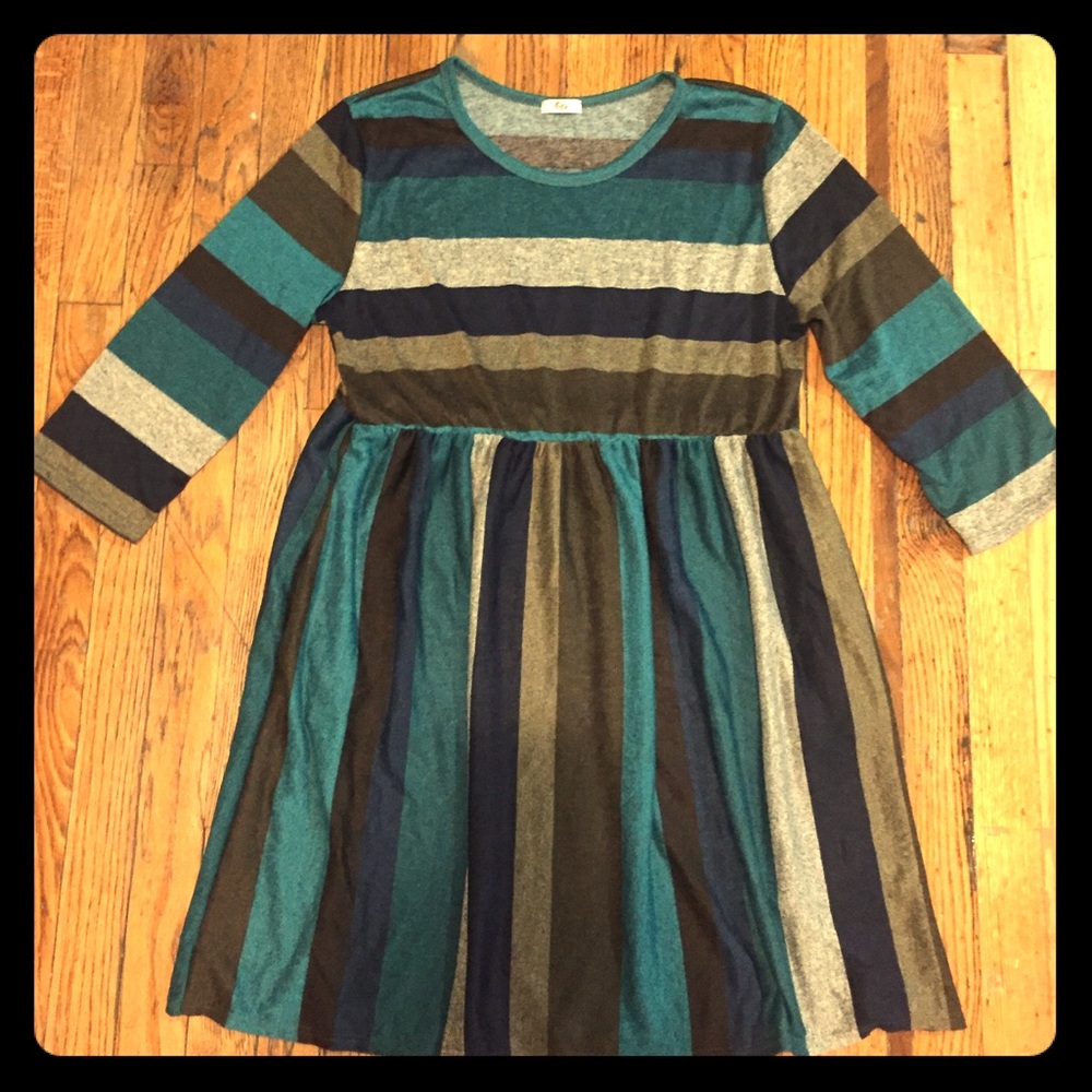 Crazy Stripe Sweater Dress with Pockets